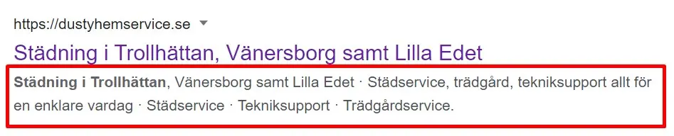 Bra metabeskrivning