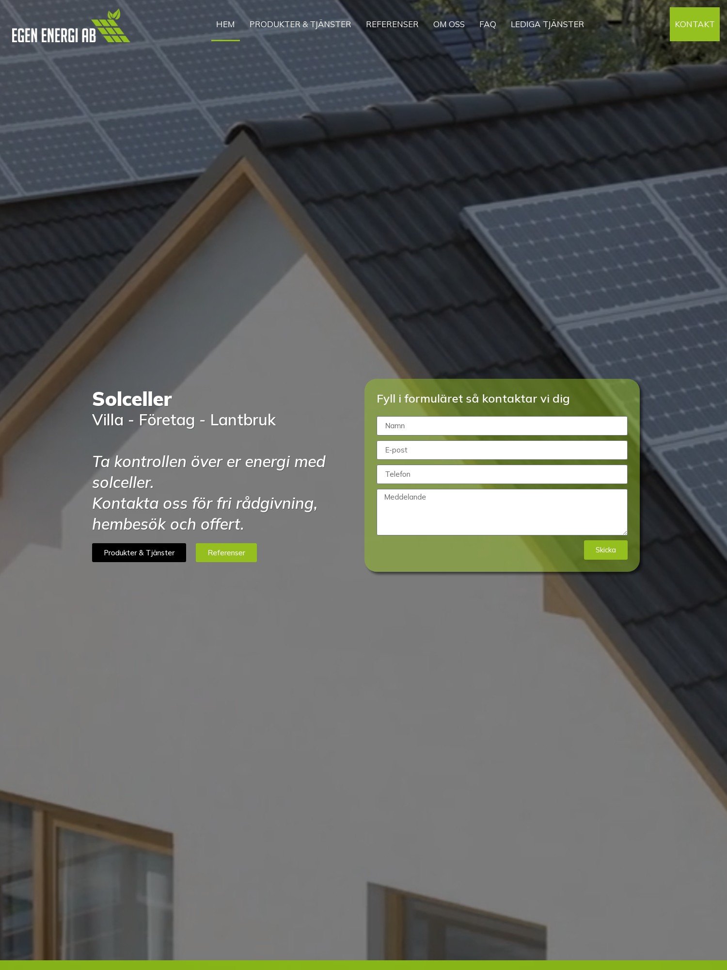 Hemsida vi skapat för Solceller