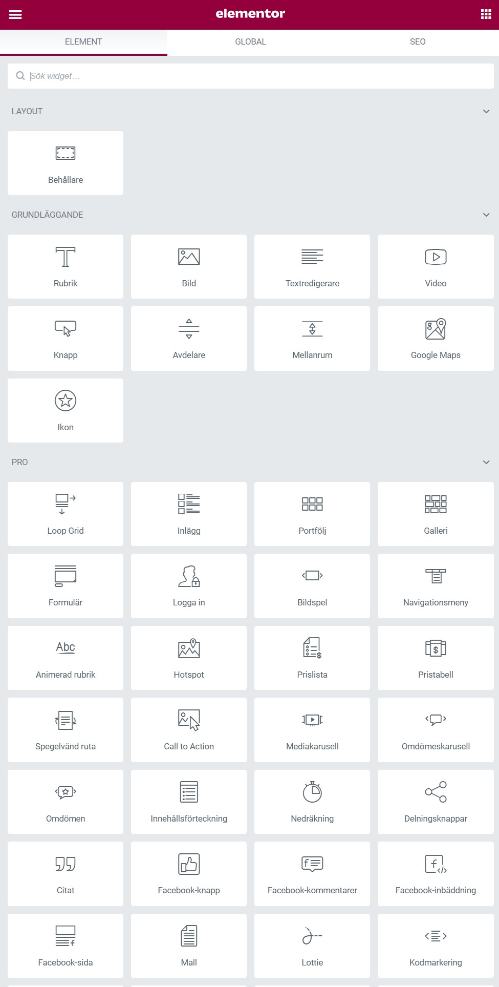 Elementor widgets