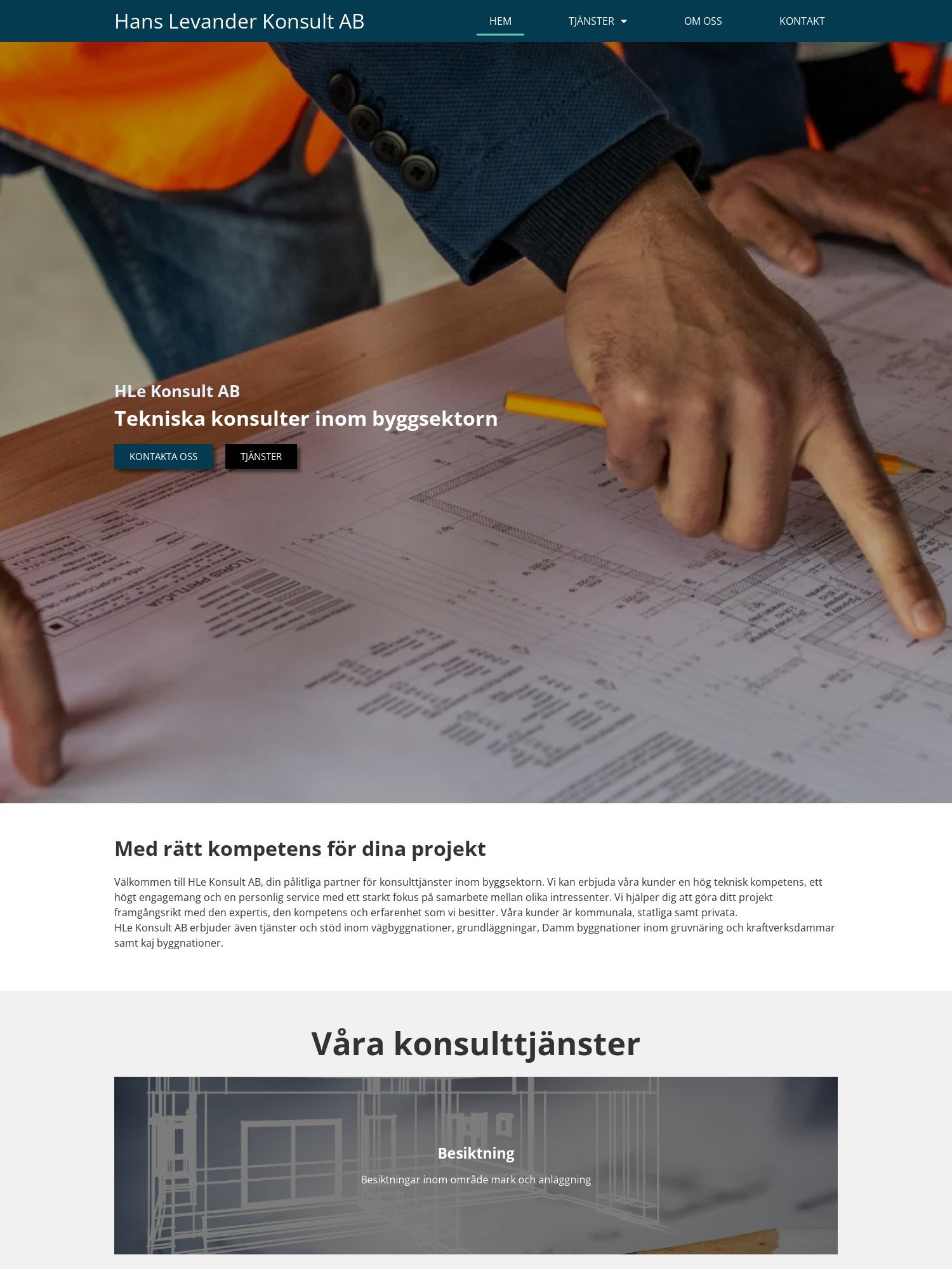 Hemsida vi skapat för byggföretag och konsult