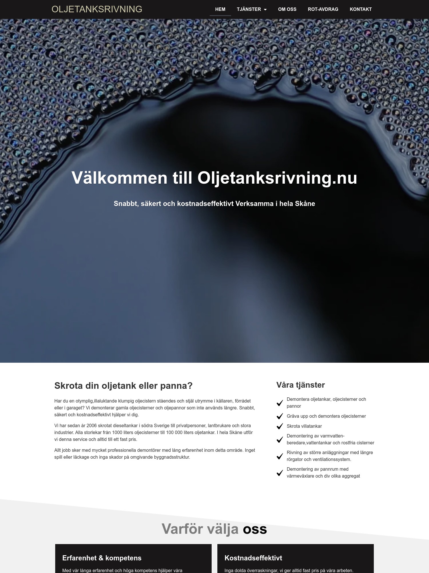 Oljetanksrivning – Snabbt, säkert och kostnadseffektivt Verksamma i hela Skåne