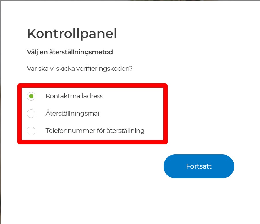 Välj återställningsmetod