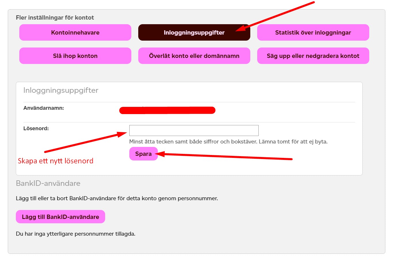 Byt lösenord i Loopia
