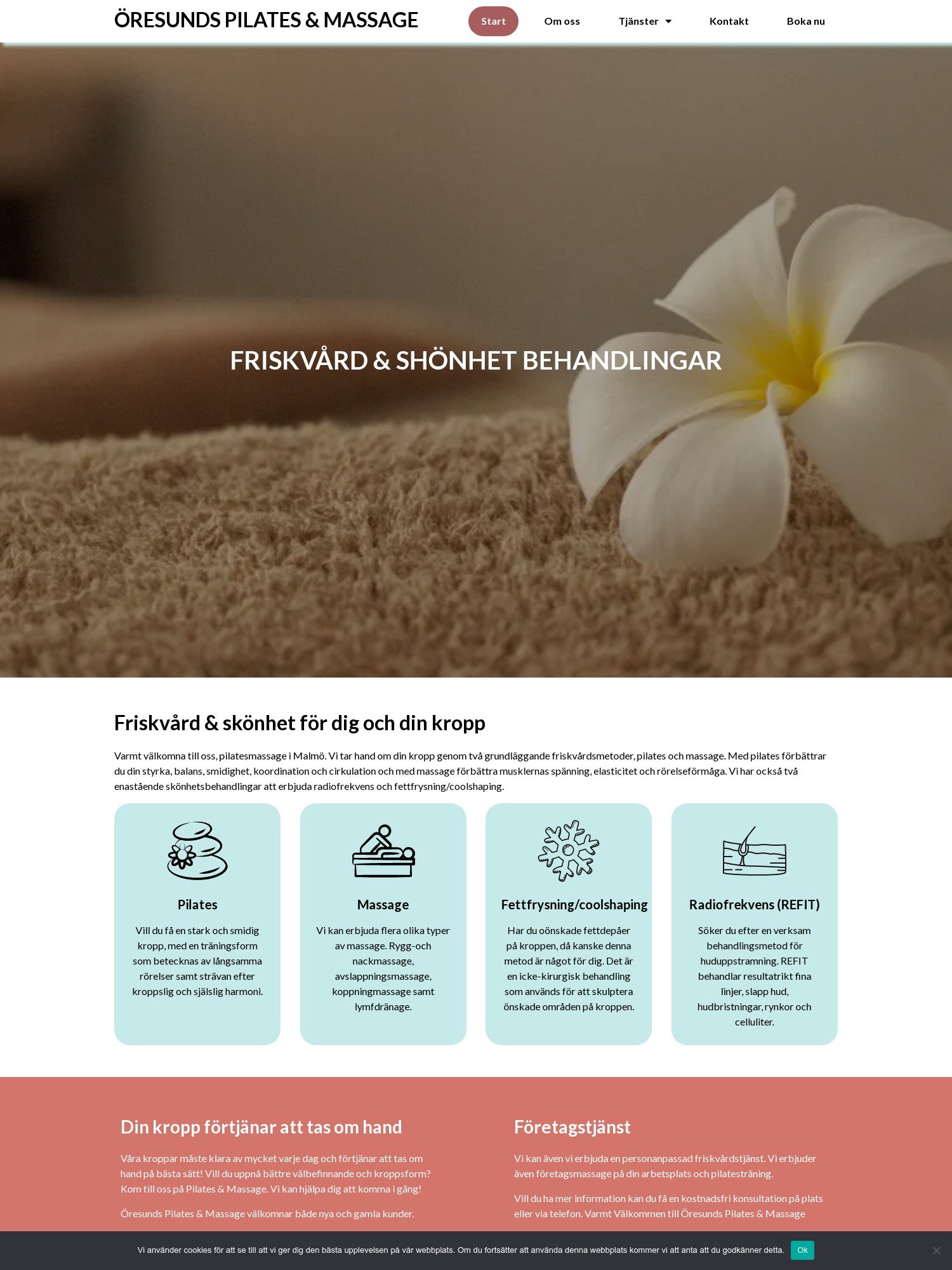 Hemsida vi skapat för massage
