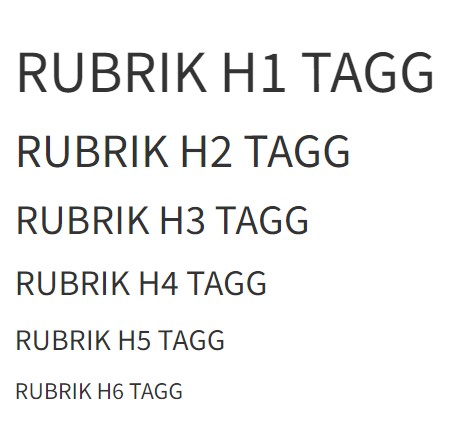 Rubriks-taggar exempel